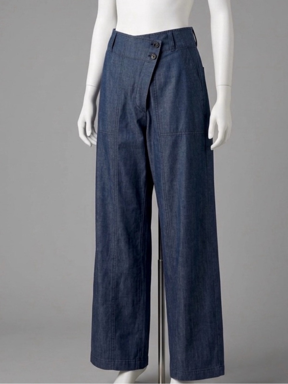ZARA Asymmetrical Waist Lyocell Wide Leg Pants Dark
Wash Size L*